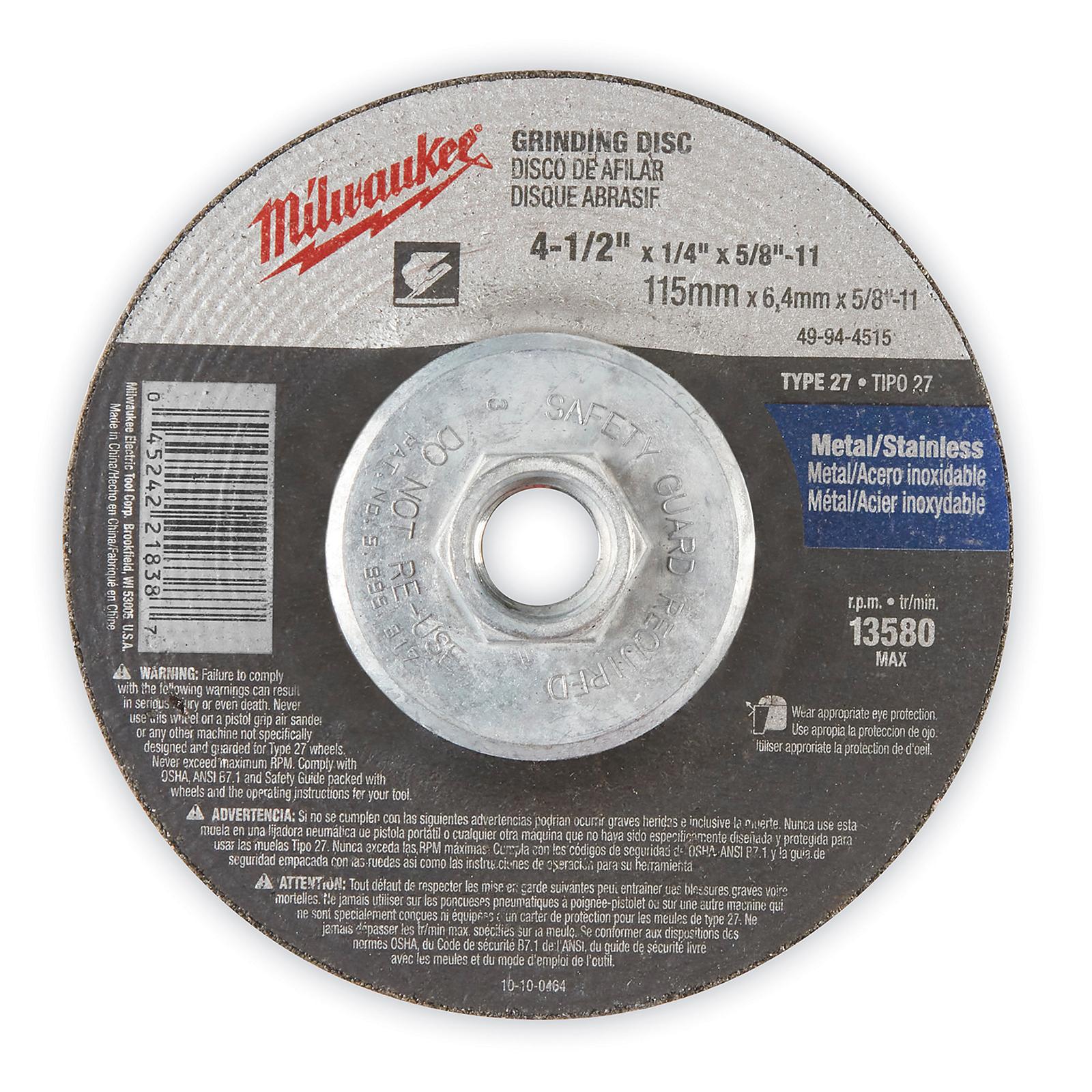 4-1/2 x 1/4 in. Grinding Wheel in Black